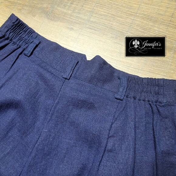 Fundamental Things Women's Petite Vintage Navy Blue Linen Rayon Shorts Size 12 - Picture 4 of 8